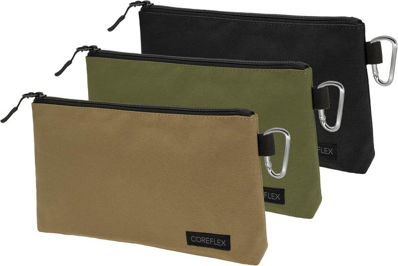 COREFLEX Premium Tool Pouch Zipper Bag, Small Tool Bag, Multipurpose Storage pouch, Heavy duty Flat Bottom Tool bag with YKK Zipper (3 pack Medium 10inch) - Image 1